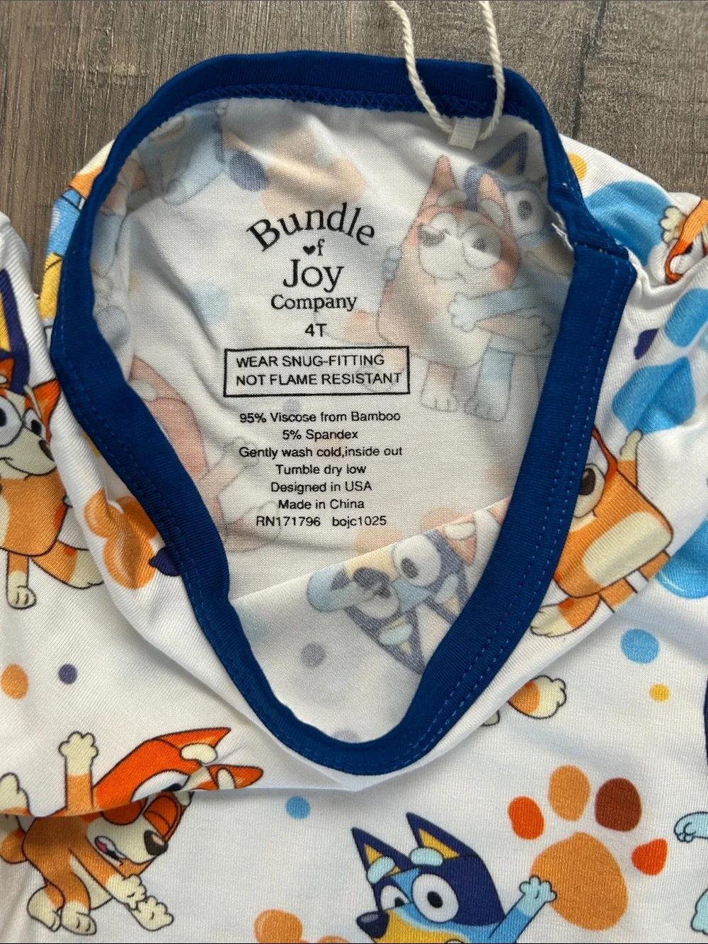 Blue & White Bluey Kids Pajama Set - Soft Bamboo